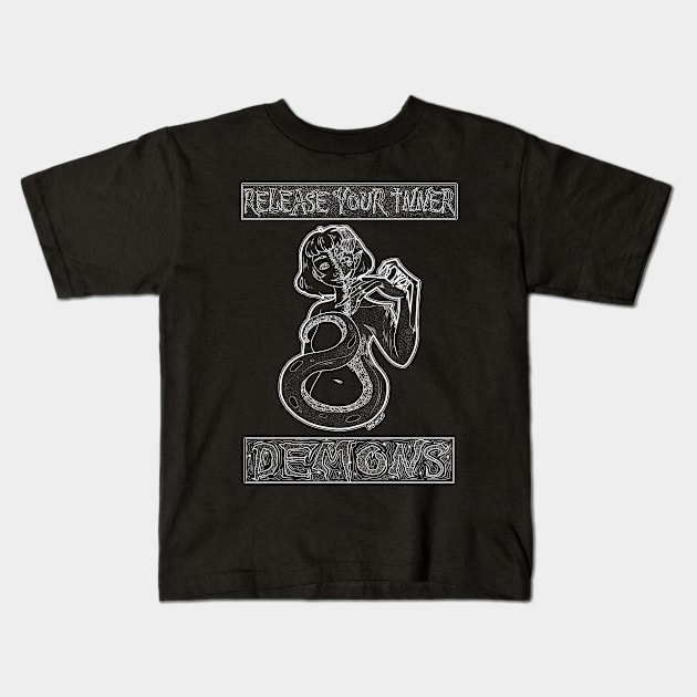 Release Your Inner Demons | Occult Witch Kids T-Shirt by Bad Witch